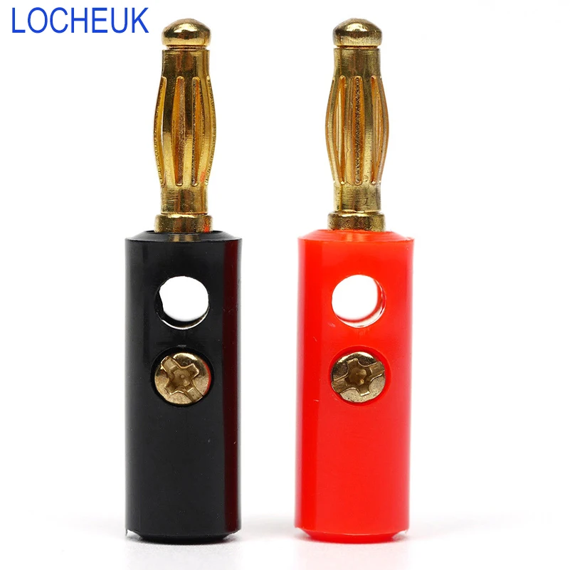 

4mm Audio Speaker Screw Banana Gold Plate Plugs Connectors Gold Plated Speaker Audio Jack Connector Banana Plug