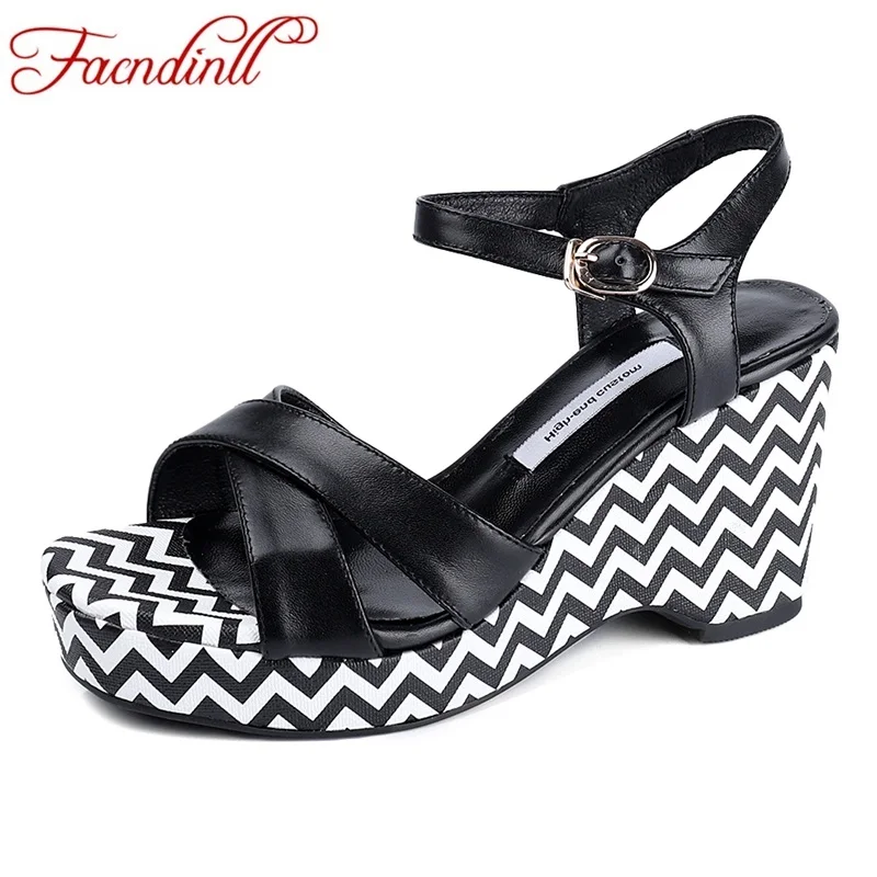 

FACNDINLL women 2019 summer fashion gladiator sandals shoes sexy high heels genuine cow leather woman dress party casual shoes
