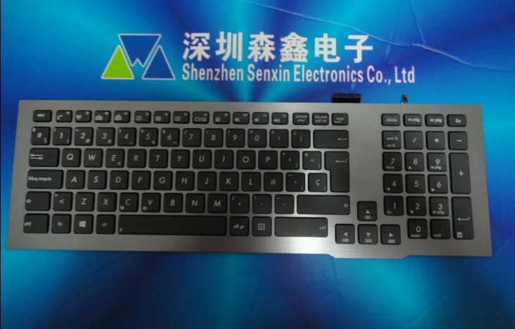 

Free shipping Spain backlit keyboard for Asus G75 G75V G75VW-BBK5 Series silver frame black keys