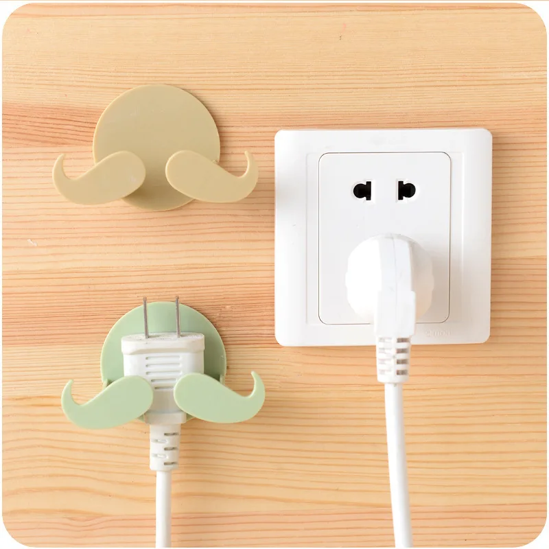 

Creative beard stickers power plug hook electric plug storage rack
