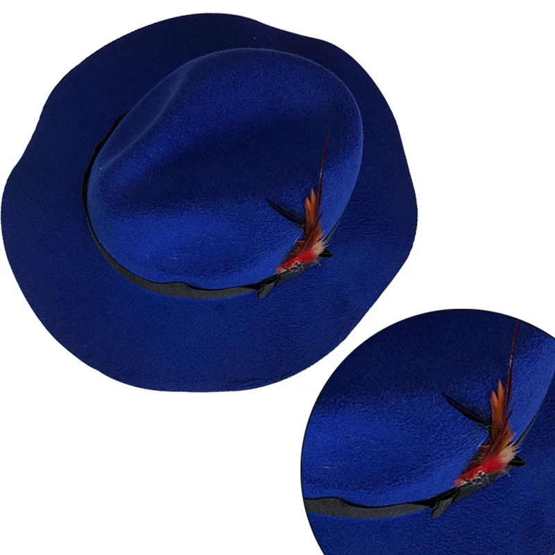 New British Style Wool Unisex Women's Hat For Lady Woolen Feather Headband Jazz Church Cap