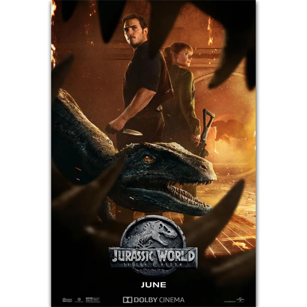 FX033 Jurassic World Fallen Kingdom New 2018 Movie Dinosaurs Film Poster Art Picture Large Silk Canvas Room Wall Printing Decor(1)