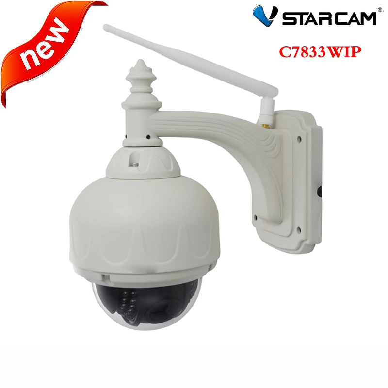 Vstarcam C7833WIP P2P Plug and Play Outdoor PT Wireless/WiFi 1MP HD 720P IP Camera Security with Pan/Tilt SD Card IR Cut