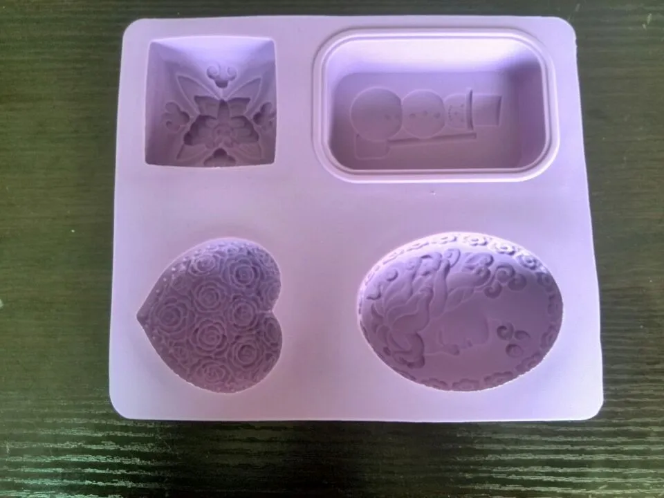 

free shipping handmade soap silica gel mould candle soap mould silicone mold for DIY snow man 4 holes