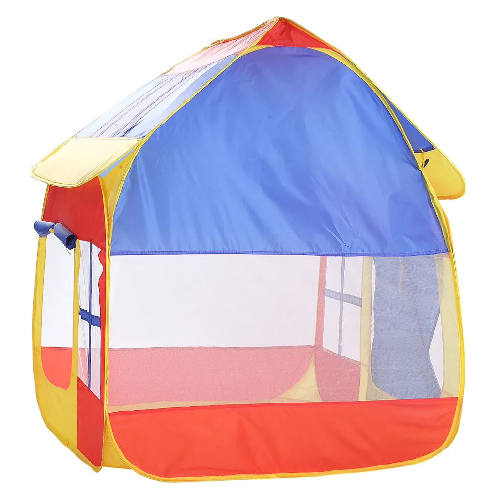 Foldable Tri-Colored Play House Pop Up Play Tent For Kids Indoor Outdoor Play