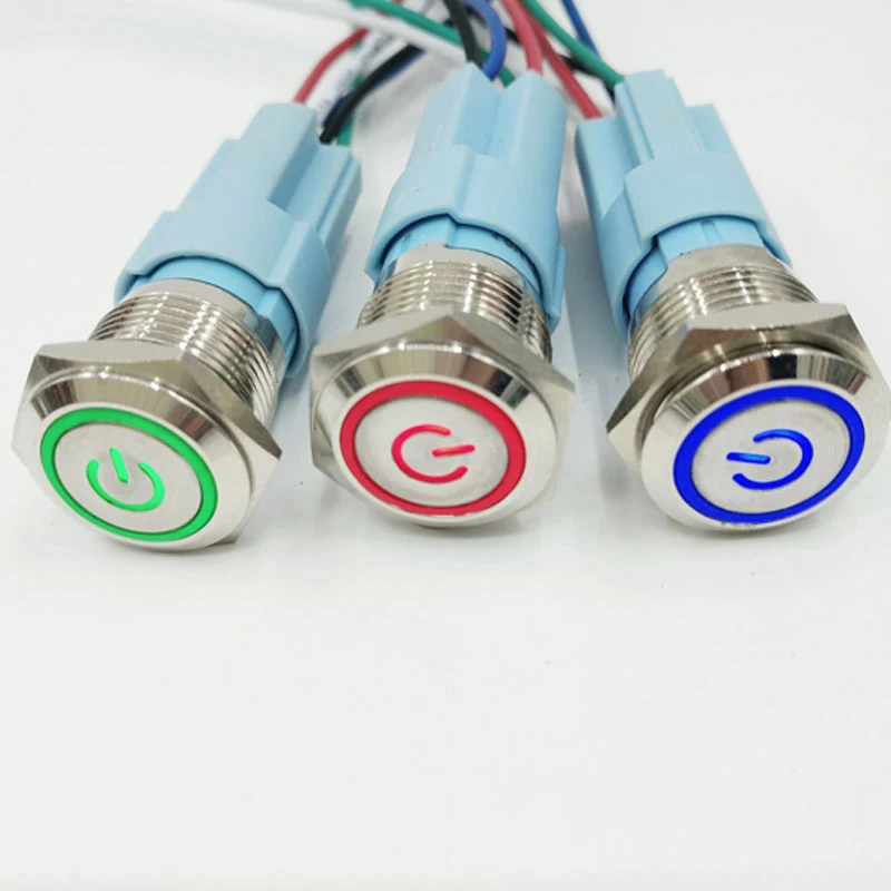 

16mm Metal Momentary Push Button LED 12V 220V StainlessLess Steel Waterproof Car Auto Engine PC Power start