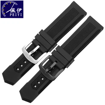 

PEIYI watchband 22mm Mens Women Silicone Gel Rubber Watch Strap Band Waterproof With Pin Clasp Buckle And Tool