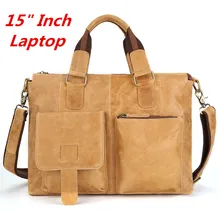 Гарантия натуральная кожаная сумка для мужчин 15 дюймов Мужская сумка для ноутбука сумки на плечо винтажный повседневный деловой портфель