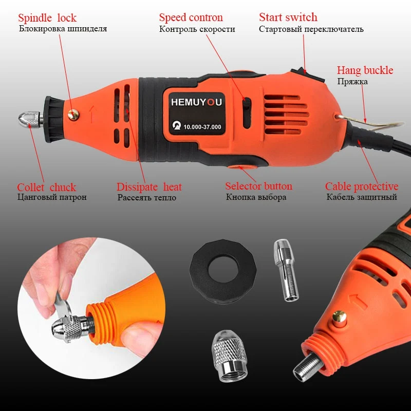 180 Вт электрическая дрель Dremel шлифовальная машина гравировальная ручка шлифовальная машина Мини дрель Электрический Роторный инструмент шлифовальный станок Dremel аксессуары