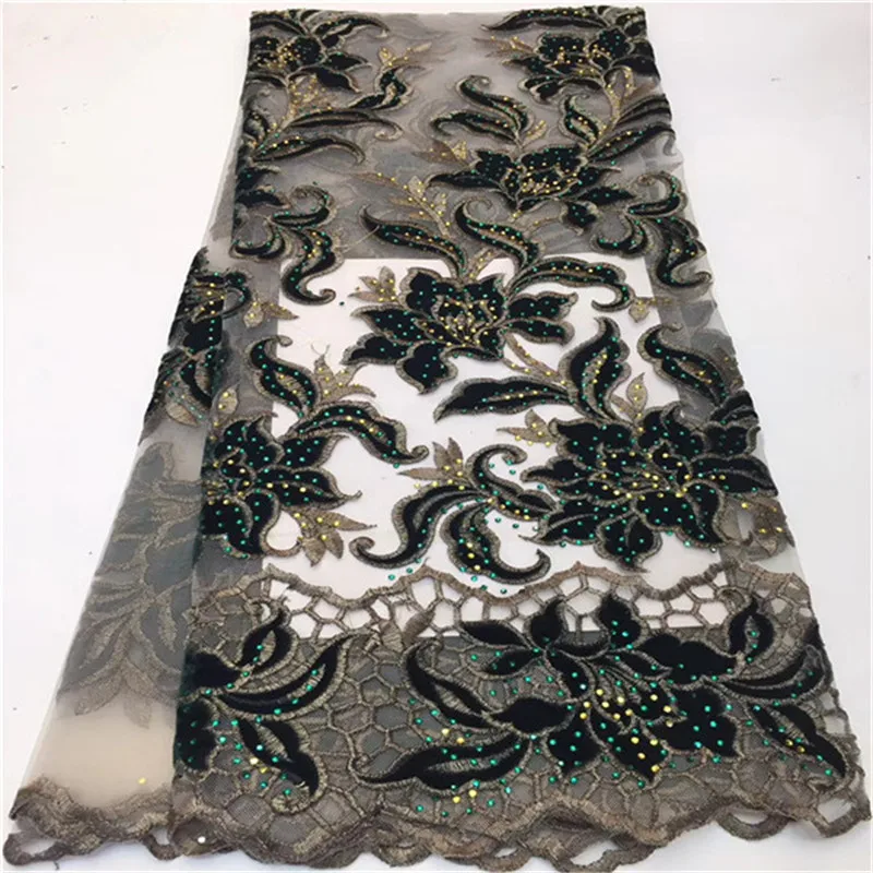 

African Lace Fabric 2019 Latest Nigerian Mesh Lace Fabric For Bridal Wedding High Quality French Tulle Lace Fabric With Stones