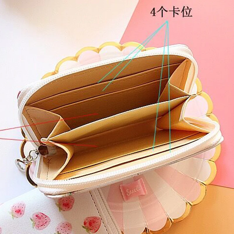 Короткий кошелек Bear Rabbit с принтом фруктов для монет девочек студенческий