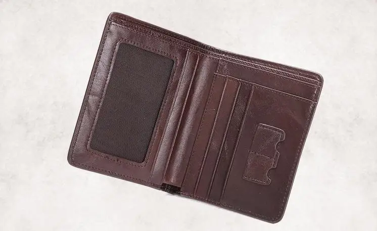 Хорошее качество бумажник человек из натуральной кожи масло коричневый черный бумажник мужчины кожа тонкая моды маленький бумажник