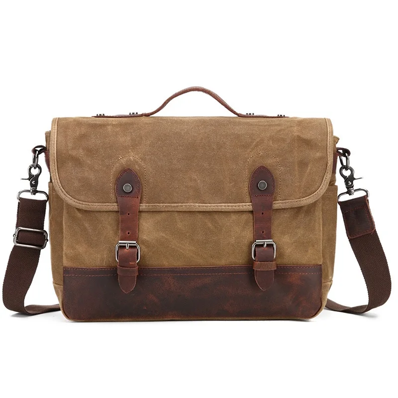 Модная Холщовая Сумка для ноутбука 15,", сумка для компьютера, масляная восковая холщовая кожаная сумка через плечо, сумочка