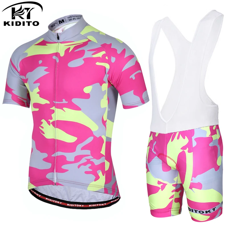 Jersey and Bib Pants KIDITOKT летние дышащие велосипедные Джерси набор с 3D гелевой подкладкой гоночный велосипед велосипедная одежда гоночный Дорожный велосипед одежда - Цвет: Jersey and Bib Pants