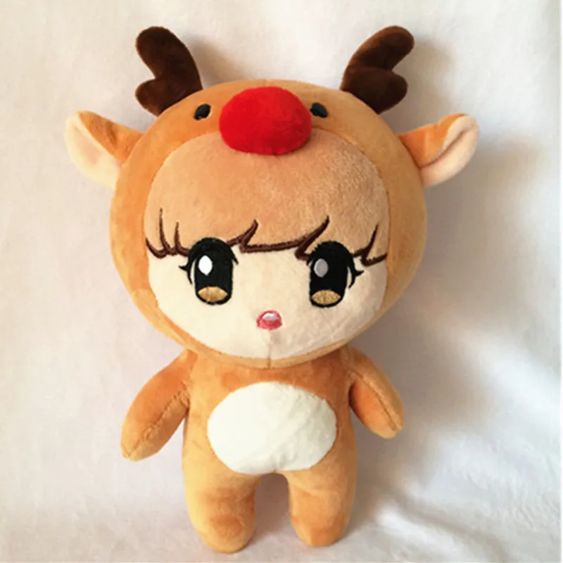 

25cm Korea Kawaii Plush Dolls Reindeer Bear Cute Plush Character Stuffed Toys Doll Soft PP Cotton Handmade Fans Gift Collection