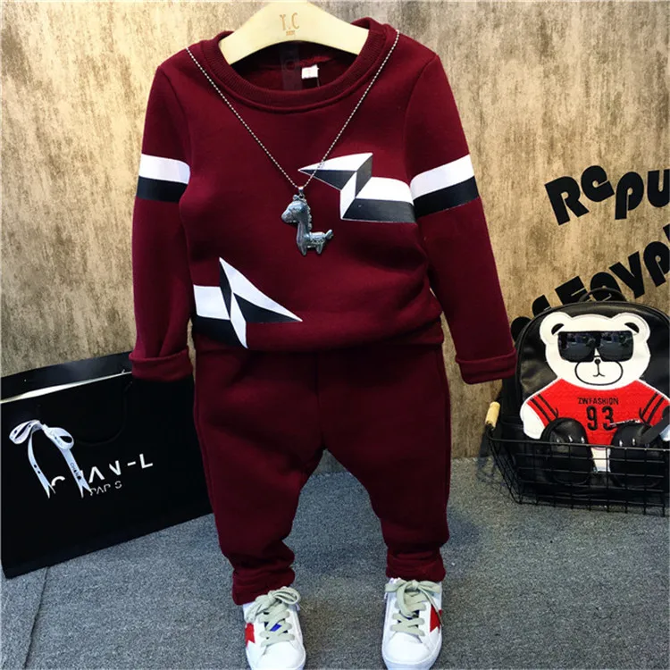 

New autumn winter boy set 2016 fashion printed Children Tracksuit kids clothing suit boys and girls hoodie+trousers 2 PCS set