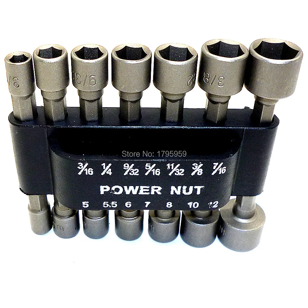 

14pcs 1/4'' Hex Shank Metric SAE Standard Socket Wrench Power Nut Driver Drill Bit Set for Power Drills and Impact Drivers