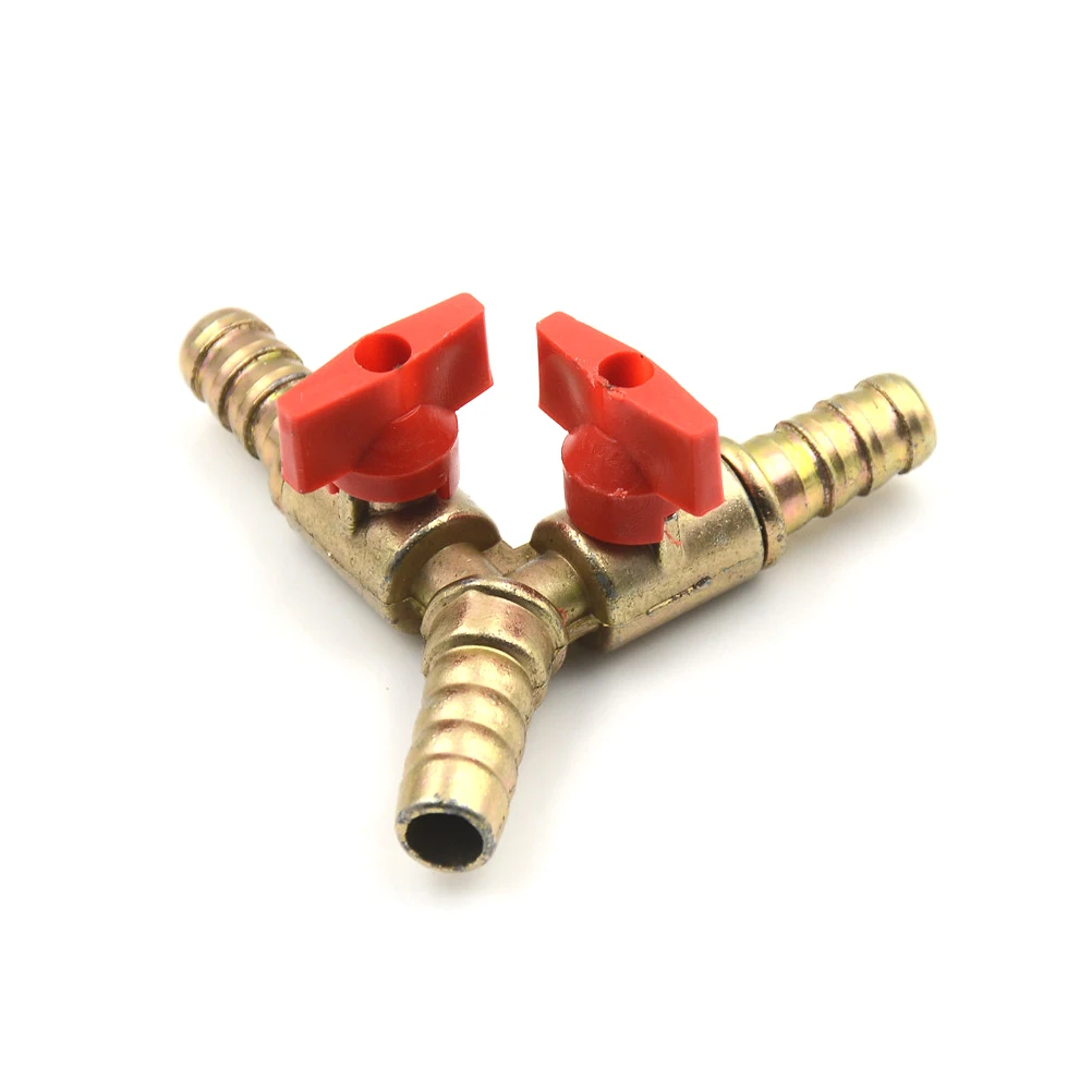 3/8" 10mm Brass Y 3 Way Shut Off Ball Valve Clamp Fitting Hose Barb