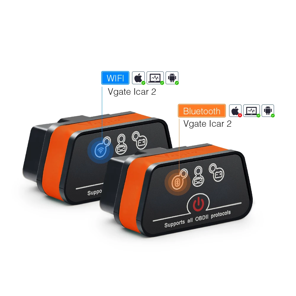 Vgate iCar2 ELM327 Wi-Fi OBD2 диагностический инструмент для IOS/Android/PC icar 2 Bluetooth Wifi ELM 327 OBDII считыватель кода сканер