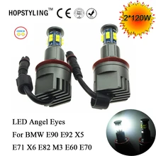 Car-styling 2*120W H8 Angel Eyes LED Marker C.R.EE LED Chips XTE For BMW E90 E91 X5 X6 E82 M3 E60 E61 E70 F01 E89 E92 headlights