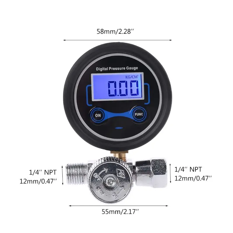 

Digital 1/4 200PSI Air Pressure Regulator Gauge Control Valve for Spray Gun Hot