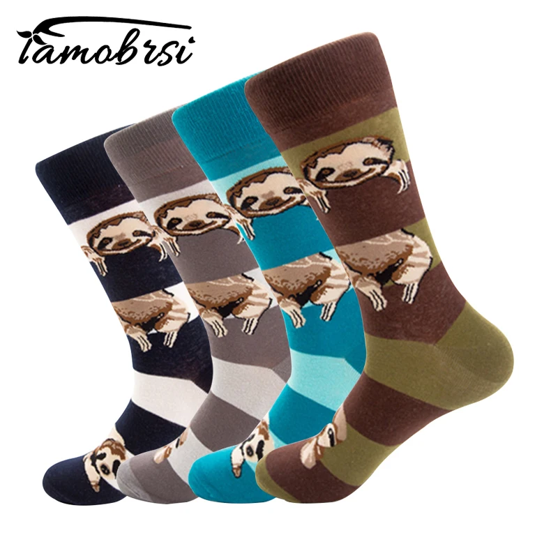 

Personality Animal Folivora Sloth Autumn Winter Street Style Men's Socks Funny Happy Socks Cotton Men Socks Female Women Socks