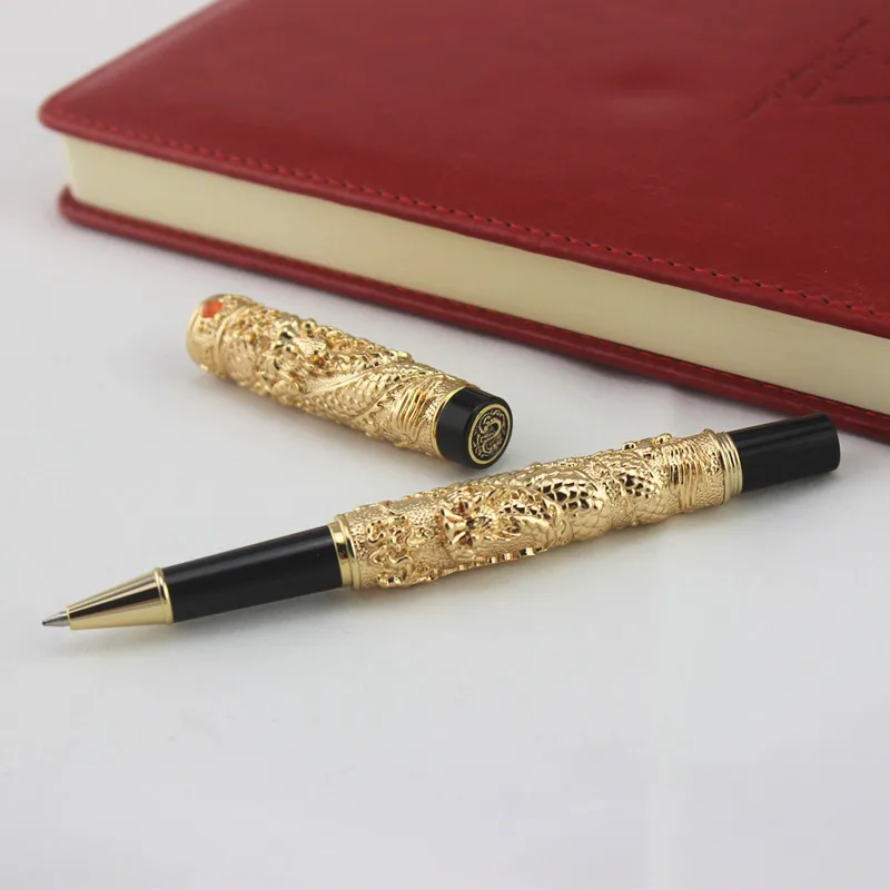 Винтажная Роскошная Шариковая ручка Jinhao золотистая маленькая двойная