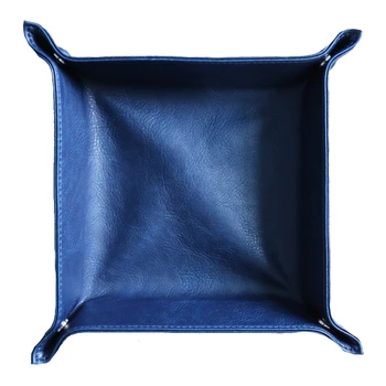 

foldable storage box PU leather square tray entrance storage box phone key watch accessories desktop storage basket Z592