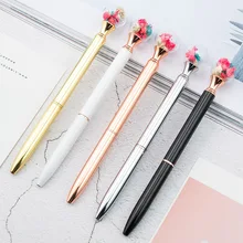Брендовая модная красивая Металлическая Шариковая ручка с цветком, роскошная Шариковая ручка для леди и девушки, подарок, деловые канцелярские принадлежности