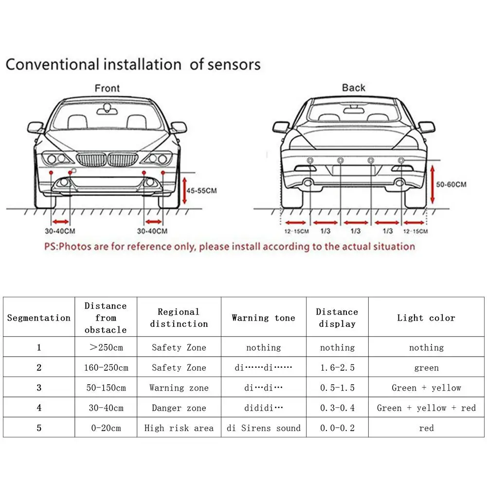 Sensor de aparcamiento de QXNY 8 sensores del automóvil del coche del Radar de estacionamiento Detector de coche aparcamiento asistencia Radar de estacionamiento inversa