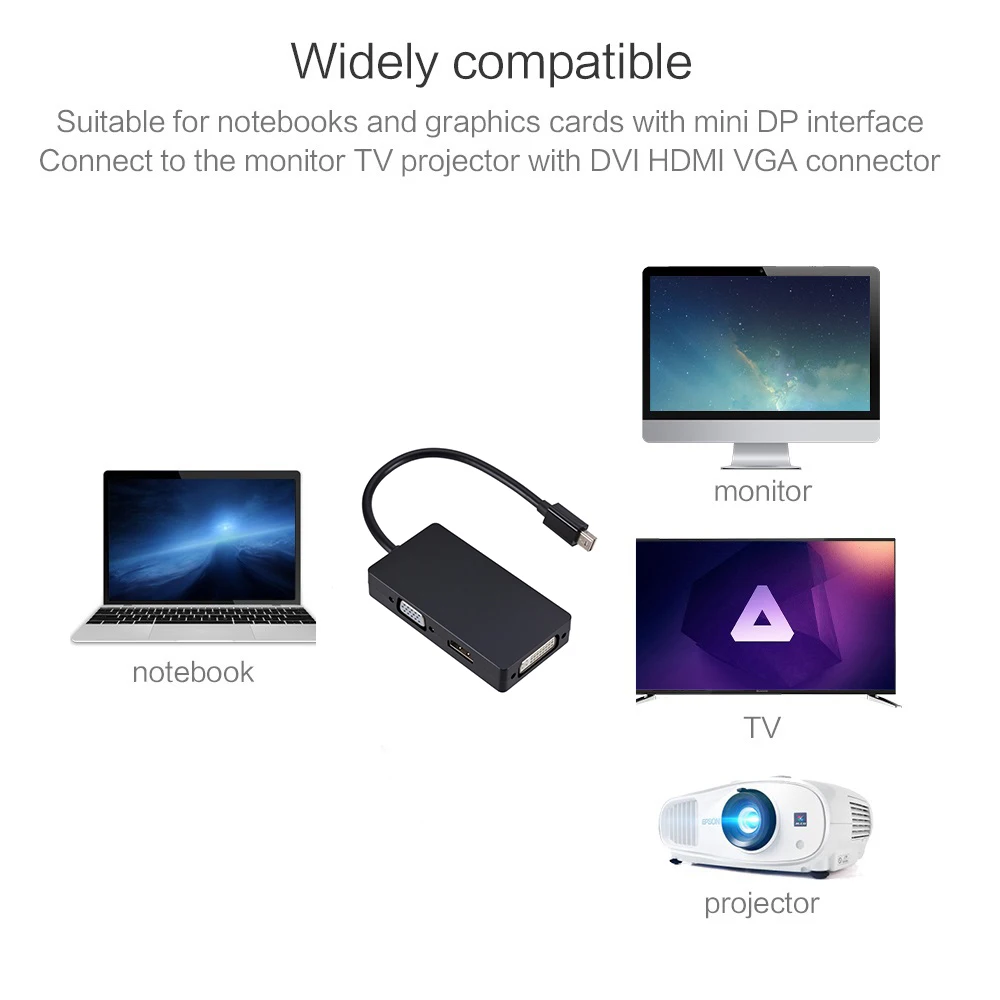 3 в 1 Mini display port DP Male To DVI HDMI VGA Аудио Женский адаптер дисплея порт конвертер для компьютера для ПК MacBook