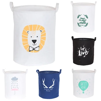 

New Cartoon Laundry Hamper Folding Clothes Storage Baskets Home Decoration Storage Barrel Kids Toy Organizer Basket