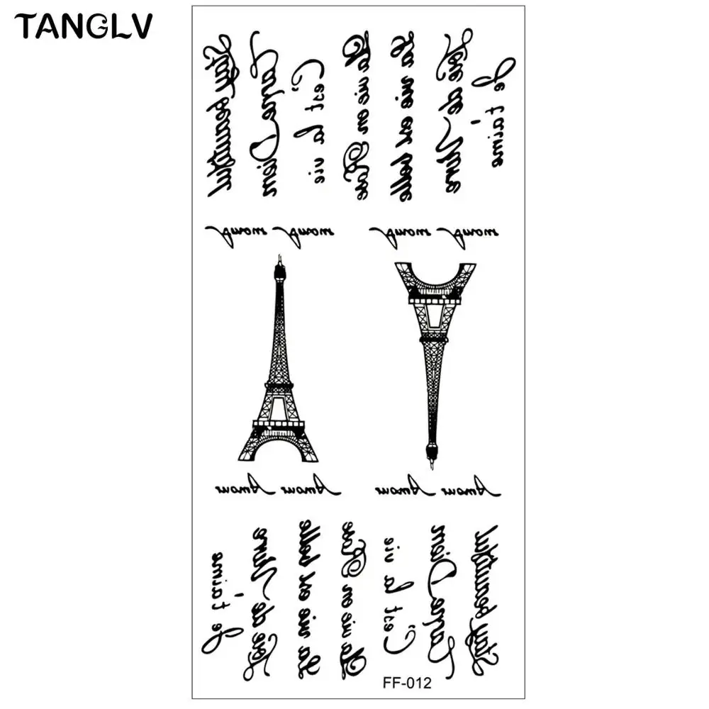 TANGLV, брендовые татуировки на руку, черные, на арабском языке, Временные татуировки, временные, боди-арт, водонепроницаемые, ручная Татуировка - Цвет: FF012