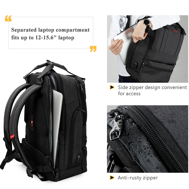 Рюкзак Tigernu мужской для ноутбука 15 6 дюйма с защитой от кражи и USB зарядкой|backpack