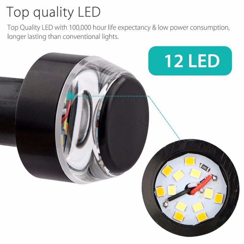 

2 Piece 12V Led Motorcycle Handlebar Tail Flashing Turn Signal 22Mm Yellow Universal Handlebar Flash
