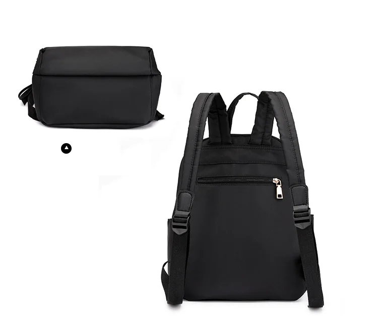 Women Floral Nylon Backpack Female Fashion Printing Casual Rucksack Famous Lady Girls Large Black Purple Blue Soft Shoulder Bag (9)