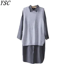 YSC весна дамы вязание кашемир шерстяной жилет однотонная одежда сзади разделение хедж Высокое качество