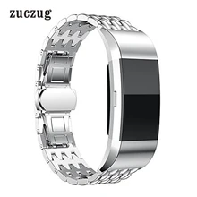 Zuczug роскошный браслет из нержавеющей стали для FitBit Charge 2 металлический сменный Браслет Фитнес браслет ремешок регулируемый