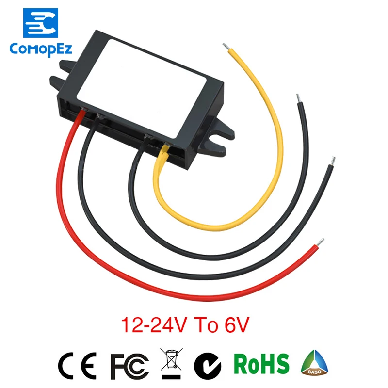 

DC-DC 12V/24V to 6V Buck Power Converter for Cars 3A