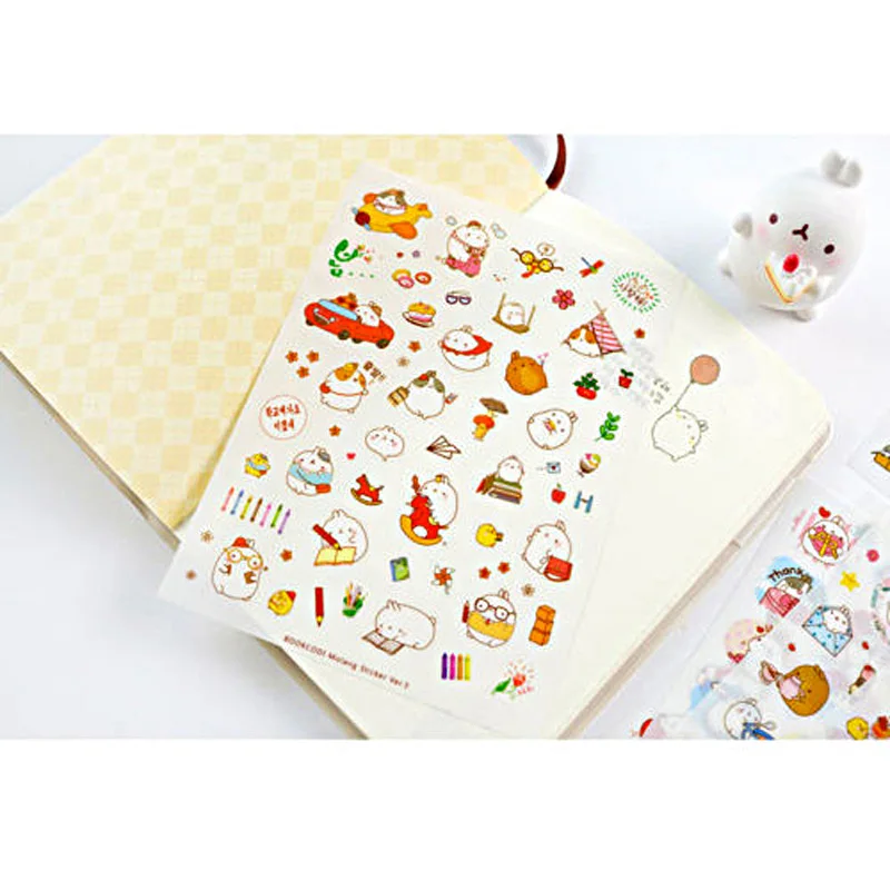 6 Sheets/set  Cute Molang Rabbit DIY Decorative Scrapbooking Stickers Kids Gift New