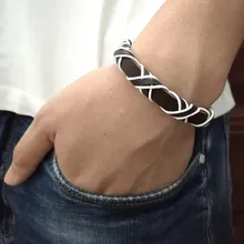 Регулируемый винтажный черный+ белый многослойный кожаный браслет для мужчин модный плетеный ручной работы веревка обертывание браслеты и браслеты мужские