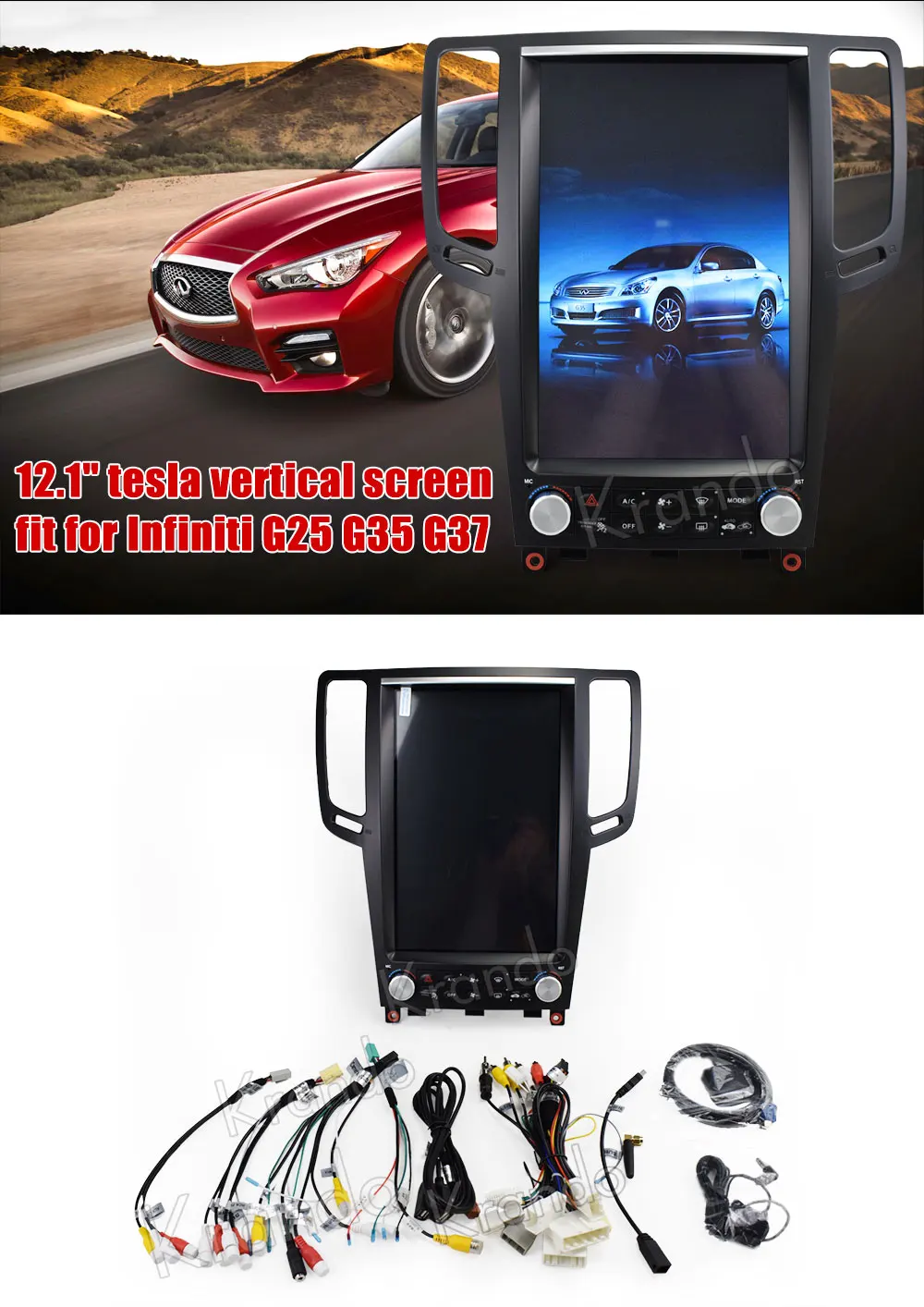 Excellent Krando Android 7.1 12.1" Tesla Vertical car audio radio player for Infiniti G25 G35 G37 gps navigation multimedia system 11