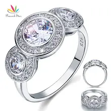 Peacock Star art deco 2.5 Carat sólido 925 de plata esterlina boda anillo de compromiso joyería CFR8089