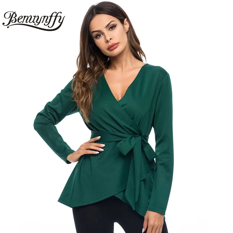 long sleeve wrap tops