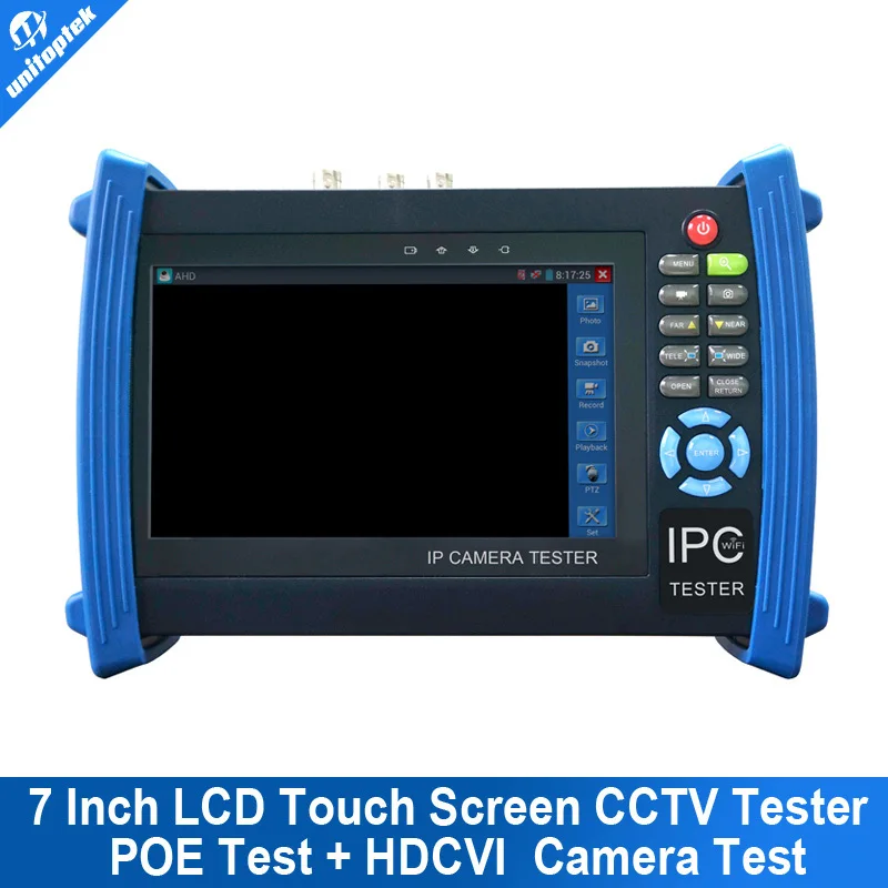 7 inch Touch Screen CCTV Tester IP/CVI/Analog Camera Tester ,Video Record, Utp Cable Scan, WIFI/Ping Test+PTZ Controller+POE Out