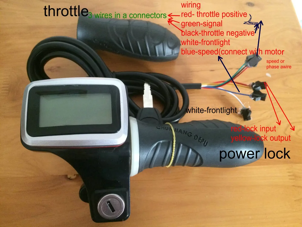 Поворотные ручки дроссельной заслонки+ светодиодный дисплей и блокировка мощности/ключ ускоритель газа Ручка для электрического велосипеда аксессуар скутер MTB подвижные части