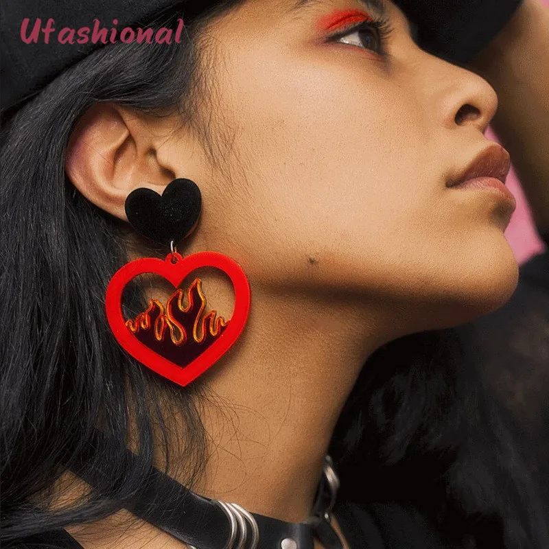 Большие серьги Boucle D'oreille Femme модные длинные акриловые подвески в форме сердца