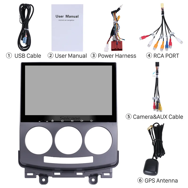 Perfect Seicane Android 7.1 9 inch full Touchscreen Car GPS Navigation Bluetooth Radio for 2005-2010 Old Mazda 5 with 8 core 32G FM WIFI 3