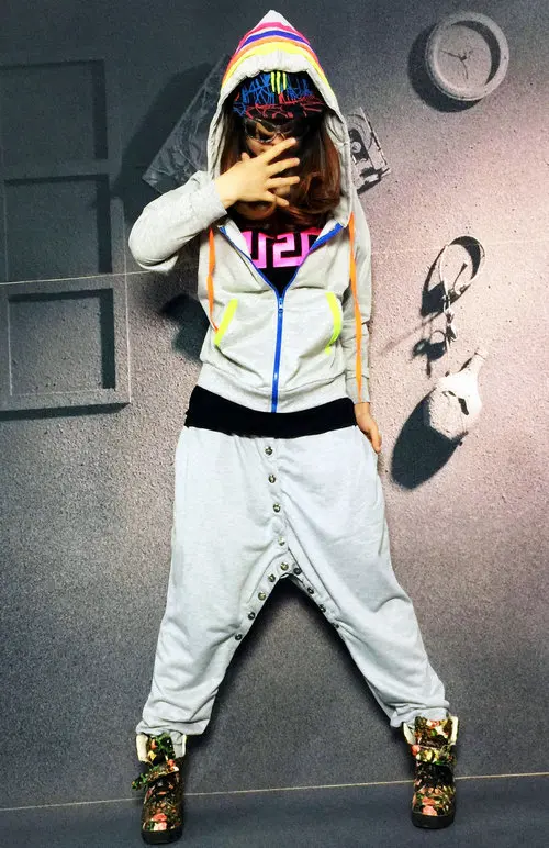 

Adults Brand Sweatpants Costumes wear button jazz Button trousers Solid Grey Harem Hip Hop Dance Pants