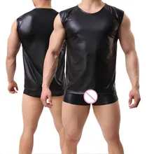 Горячее белье большого размера мужские сексуальные костюмы Porno Эротическое белье из латекса PU кожа сетка боди мужские s сексуальные экзотические танки Нижнее белье мужчины